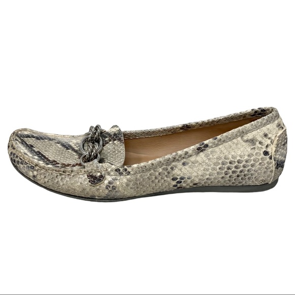 STUART WEITZMAN Snake & Chain Leather Loafers, EUC - Picture 5 of 11